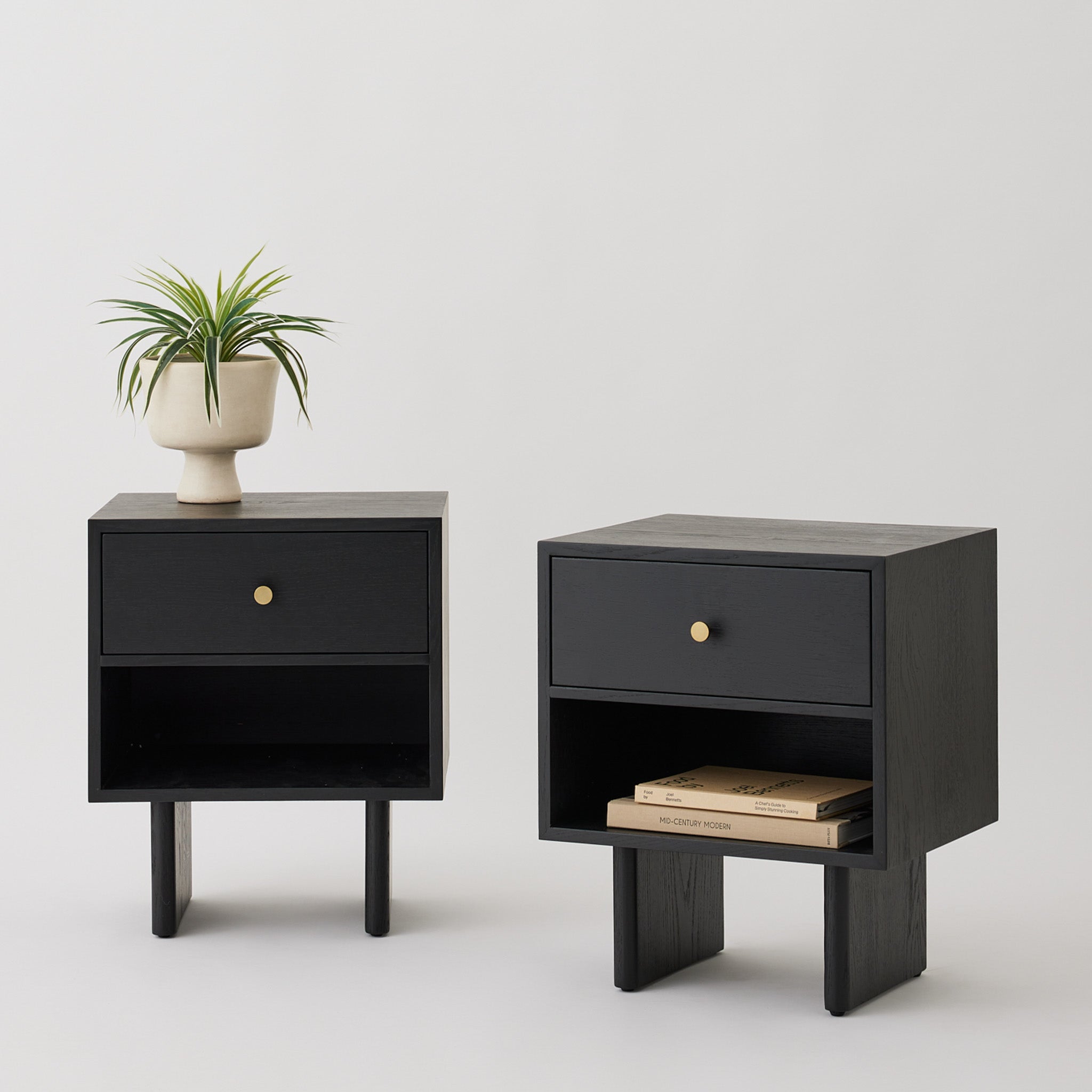 comma side tables with drawer in black oak finish comma side tables with drawer in black oak finish