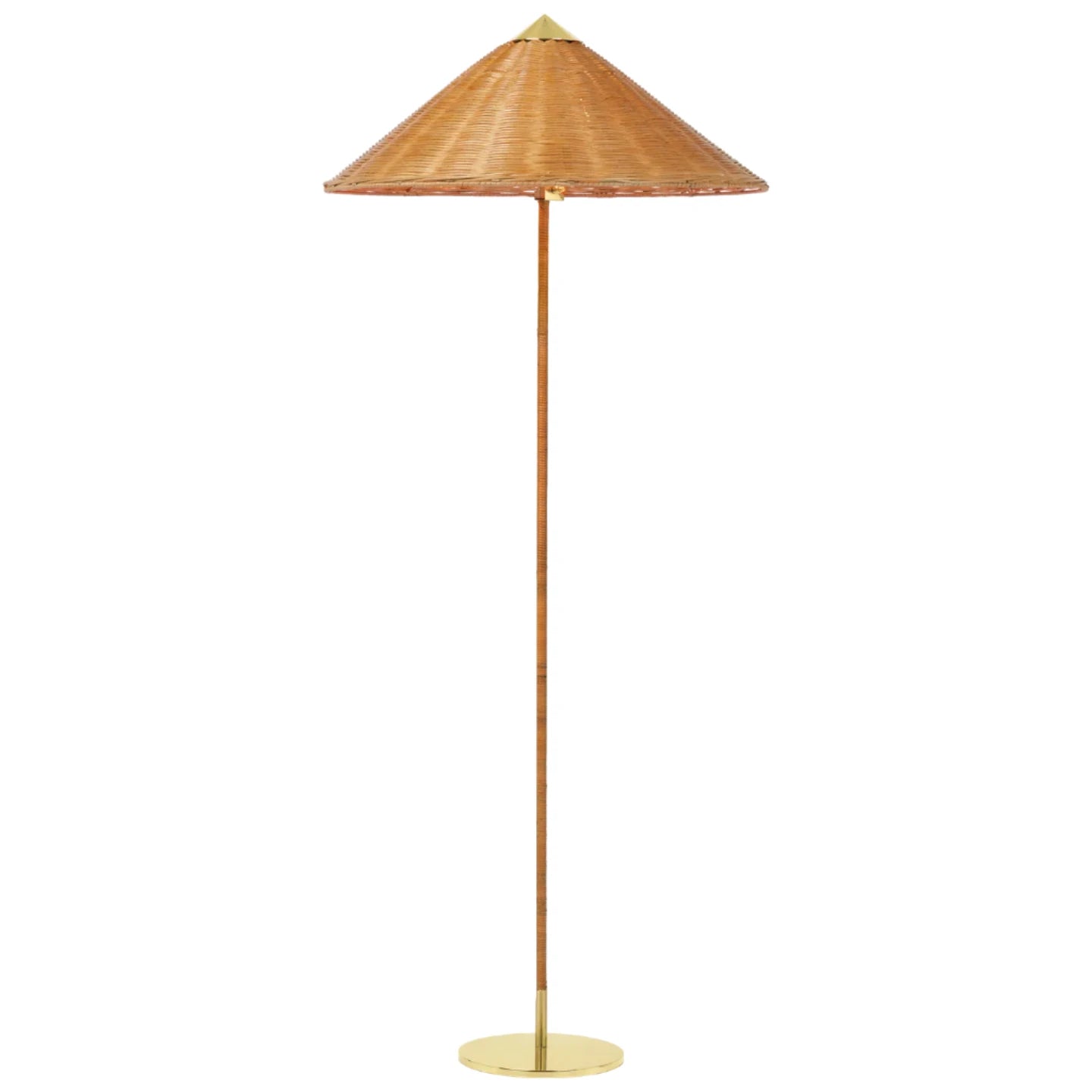 Gubi 9602 Floor Lamp - Brass Base / Wicker Willow  Gubi 9602 Floor Lamp - Brass Base / Wicker Willow