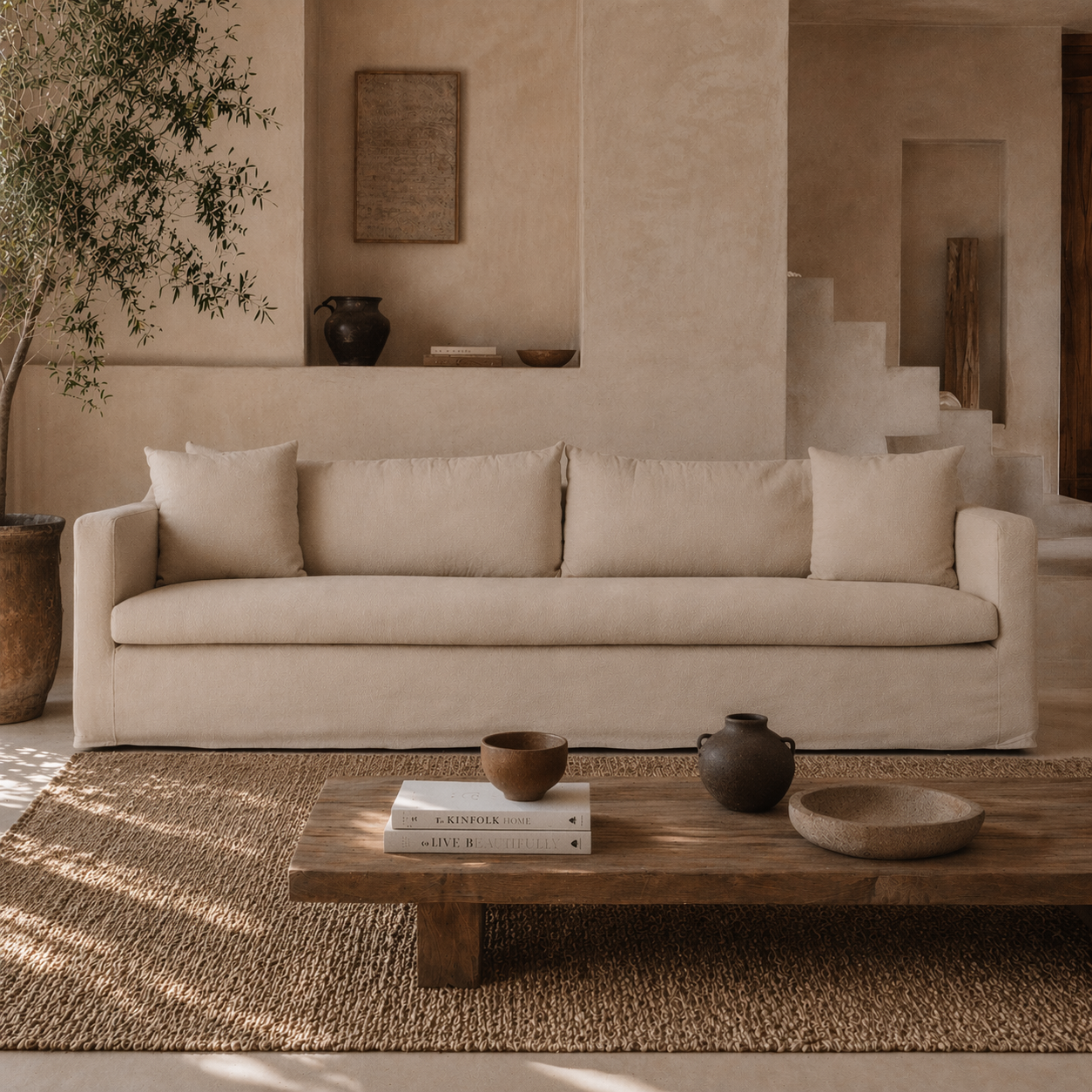 Ayla Collection – Cotton/Linen Slipcover Sofa, Armchair, Ottoman ...
