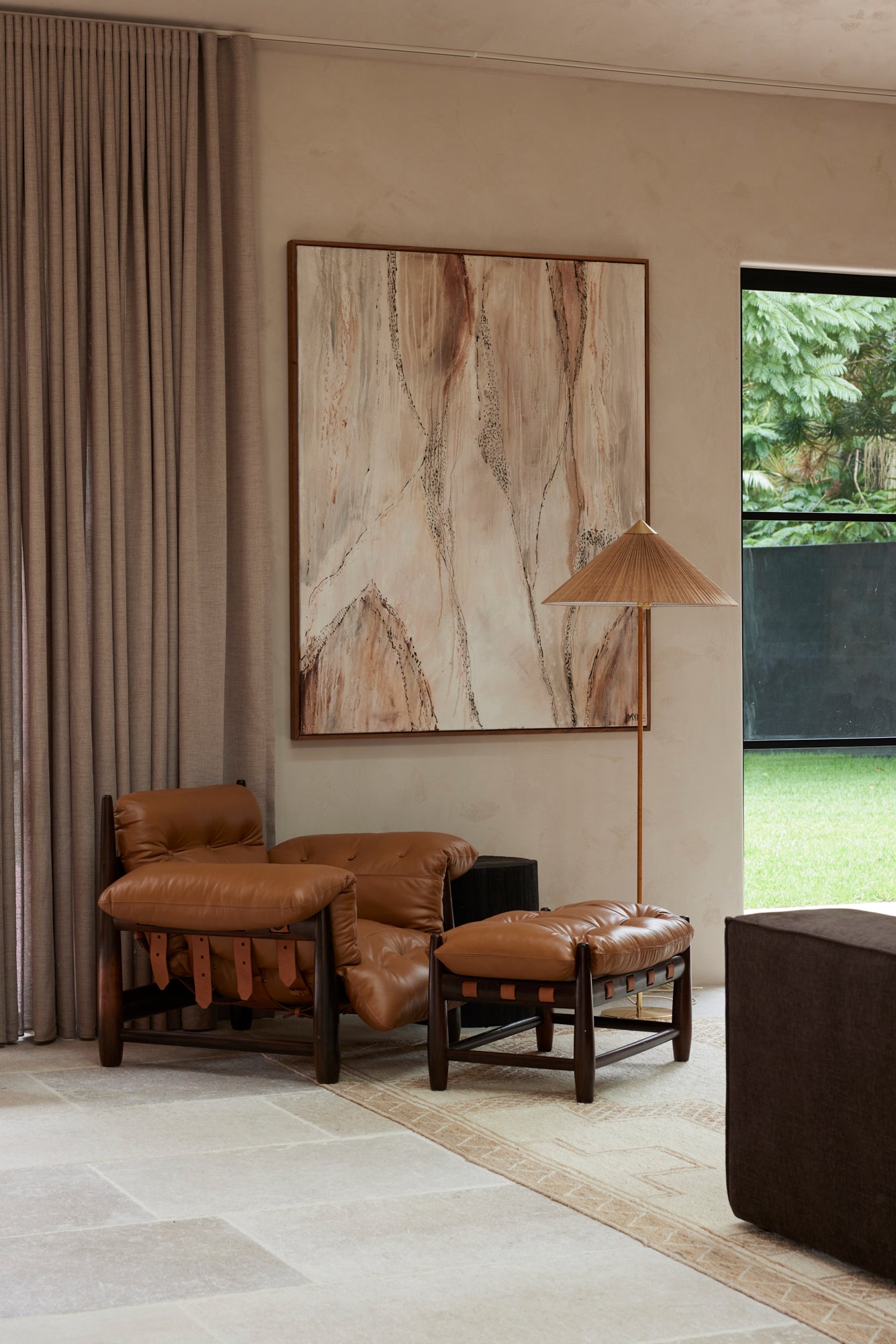 9602 floor lamp wiker brass base GUBI