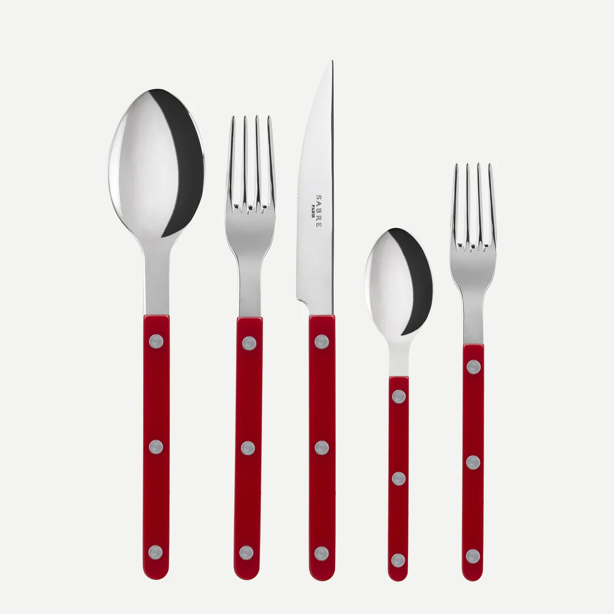 Sabre Bistrot 5 Piece Cutlery Set in Burgundy