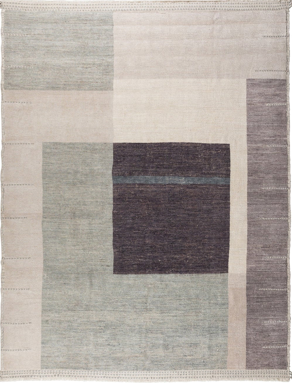 Handwoven Afghan Nomadic rug 275 × 364 cm with geometric neutral blocks