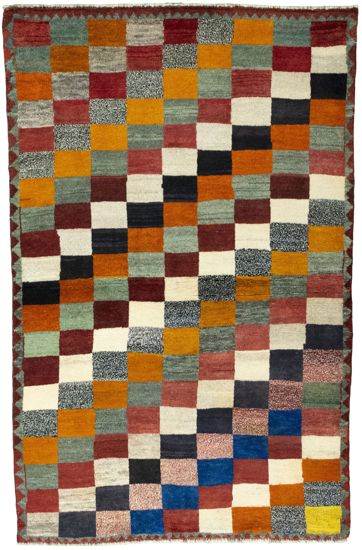 Antique Persian Gabbeh rug showing colourful tribal pattern