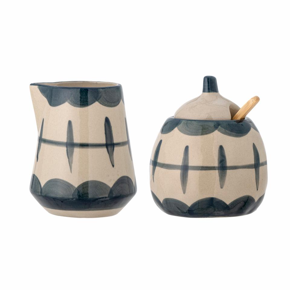 Allium Milk Jug & Sugar Bowl, Blue, Stoneware