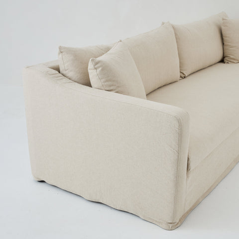 side view of the Ayla sofa in Beige Linen