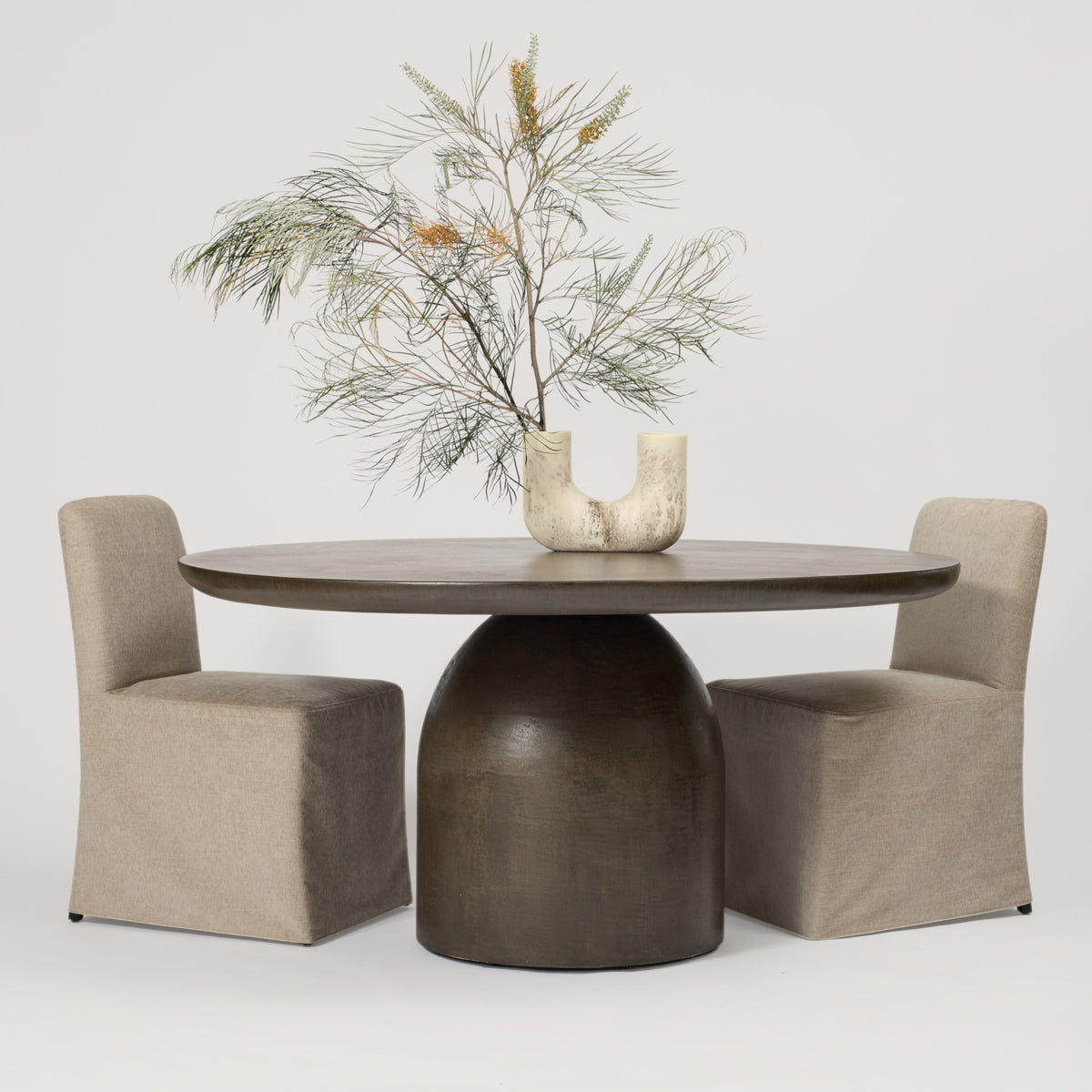 Nexus Round Dining Table, Micro-Cement