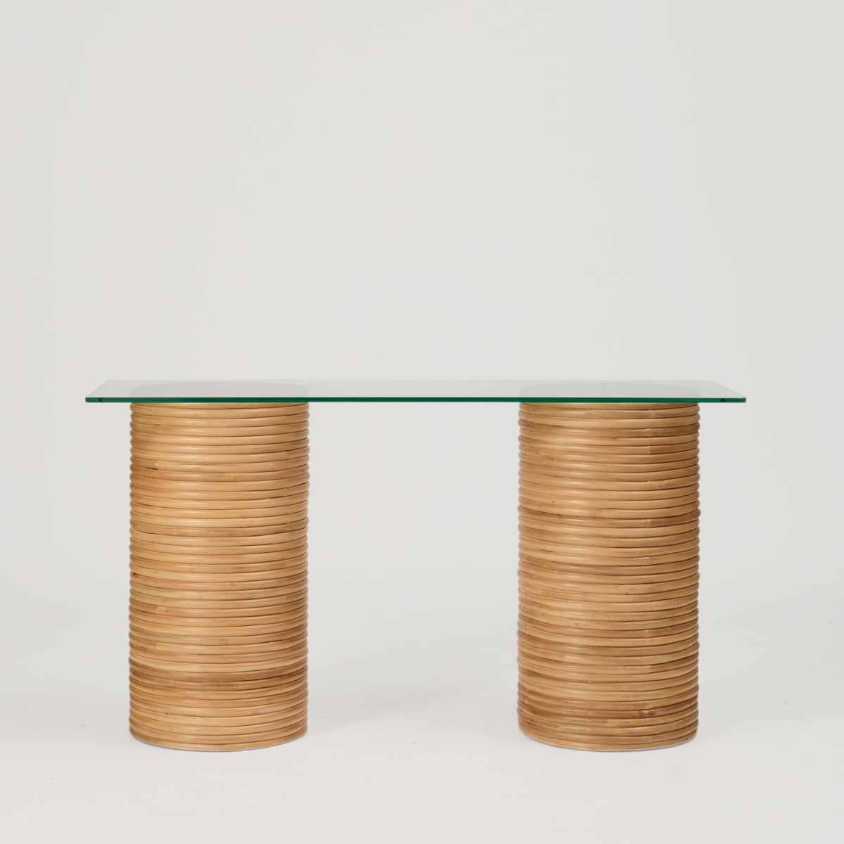 Luci Rattan Console with Glass Top