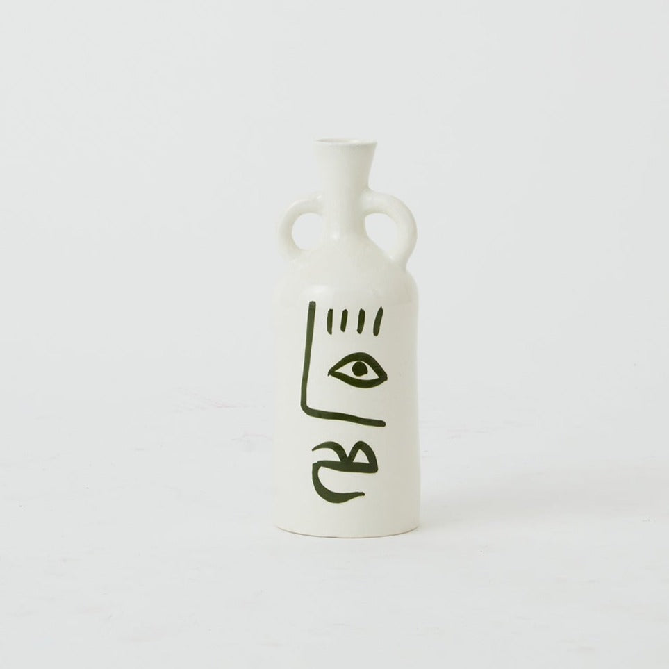 Toza tall spouted vase with handle Green