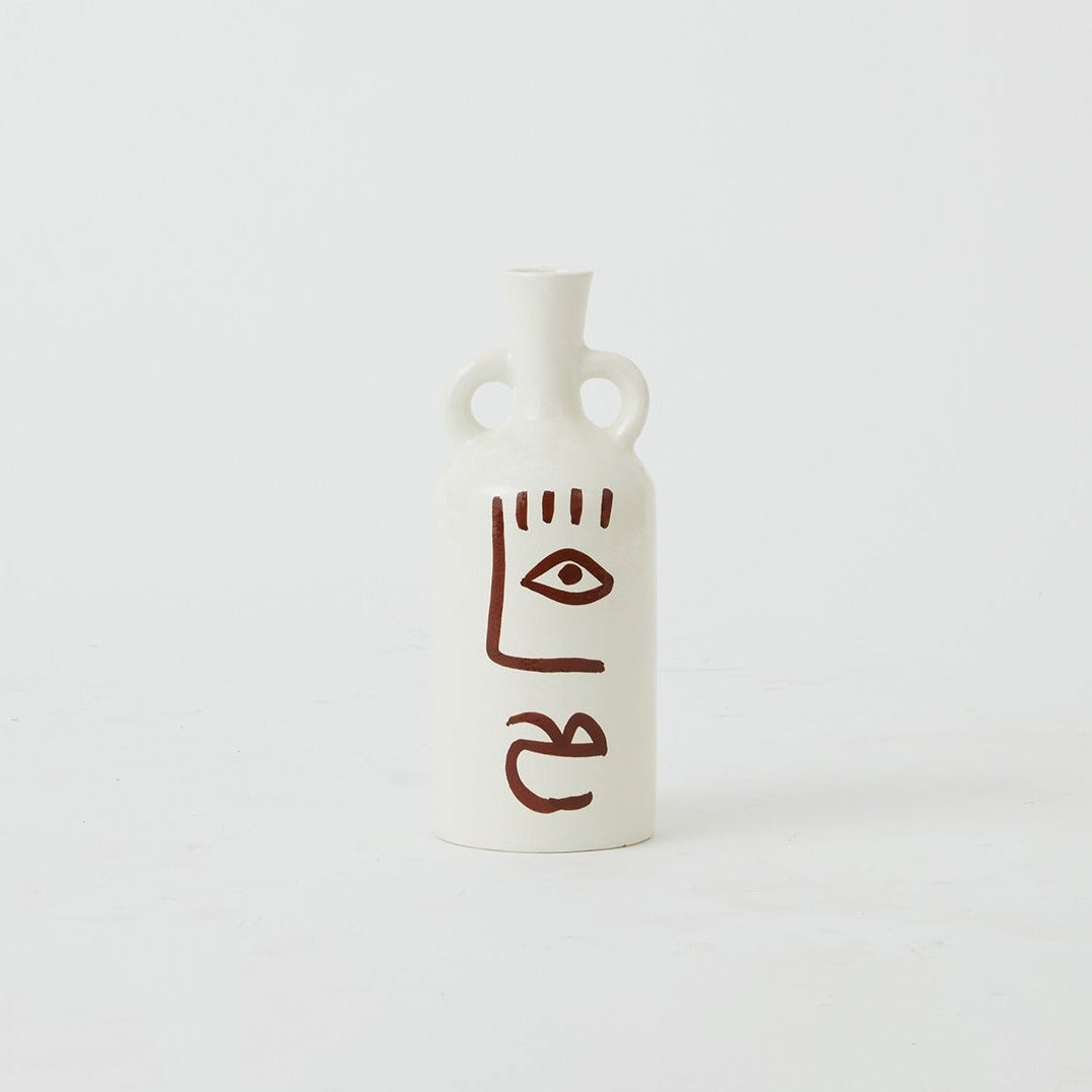 Toza tall spouted vase with handle Brown