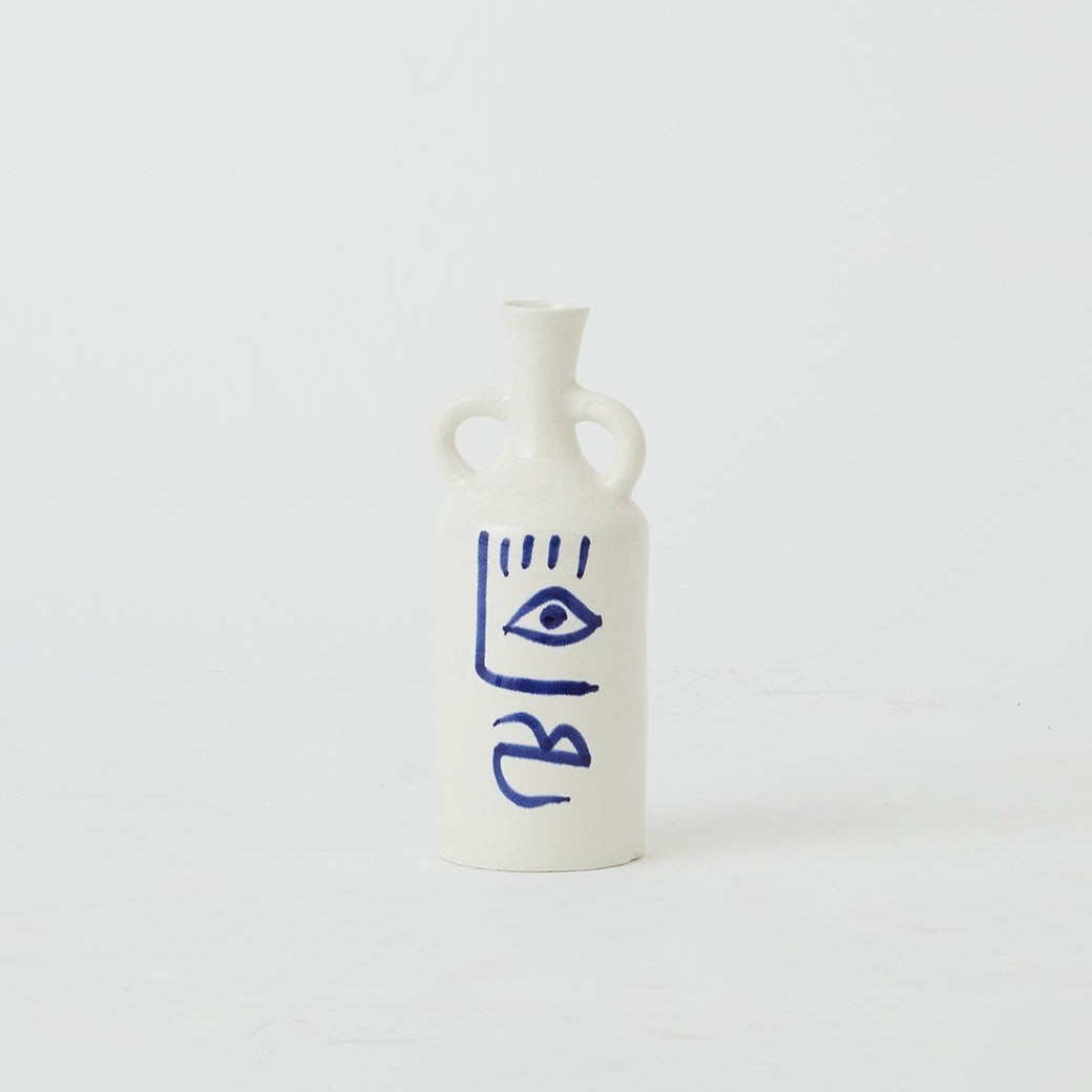 Toza tall spouted vase with handle Blue