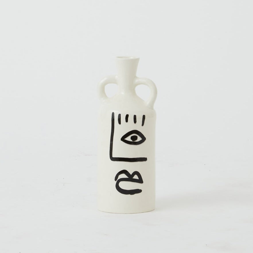 Toza tall spouted vase with handle Black