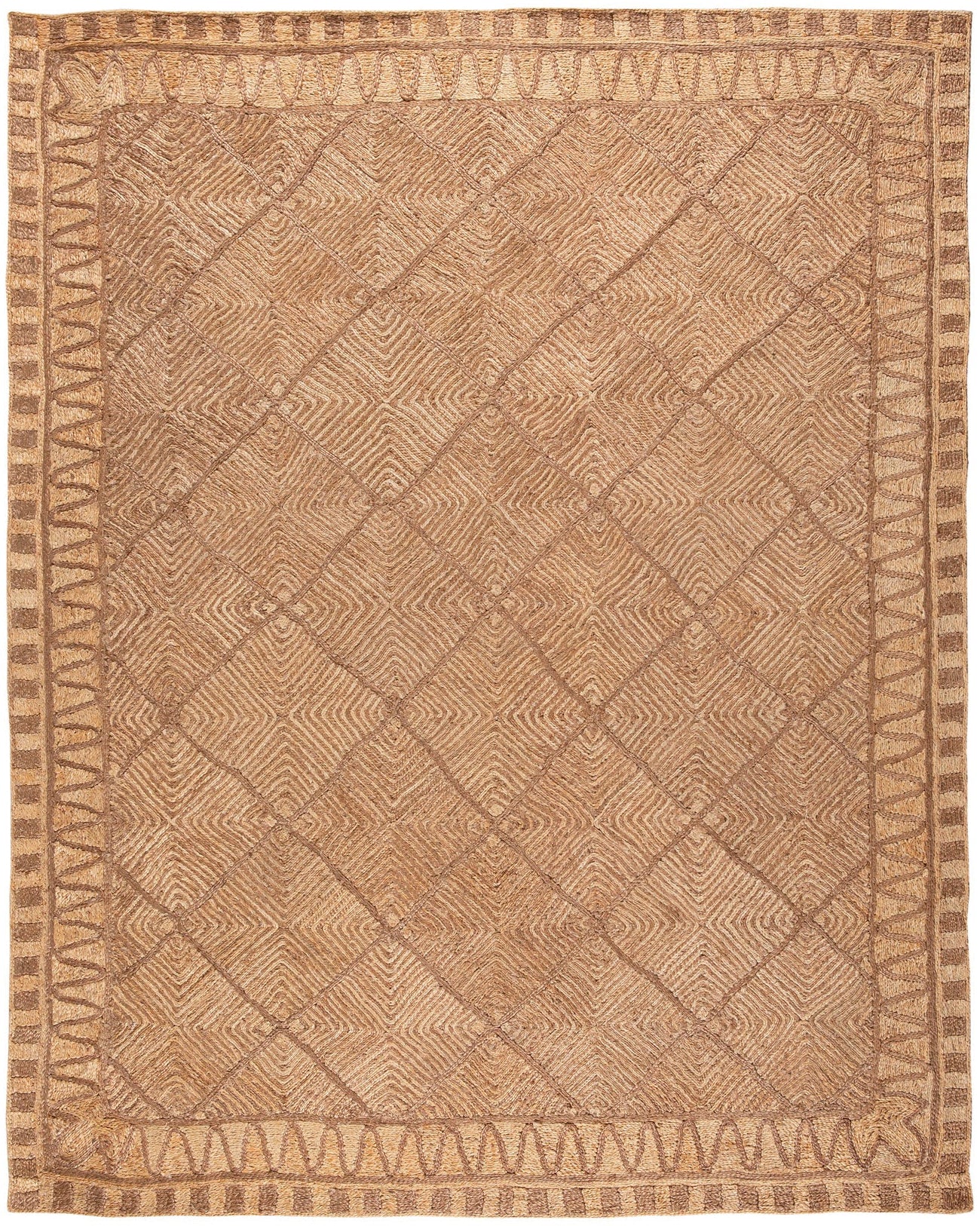 Natural jute Tuareg rug with geometric diamond pattern and border – Naturals Jute Tuareg rug 251 x 313 cm