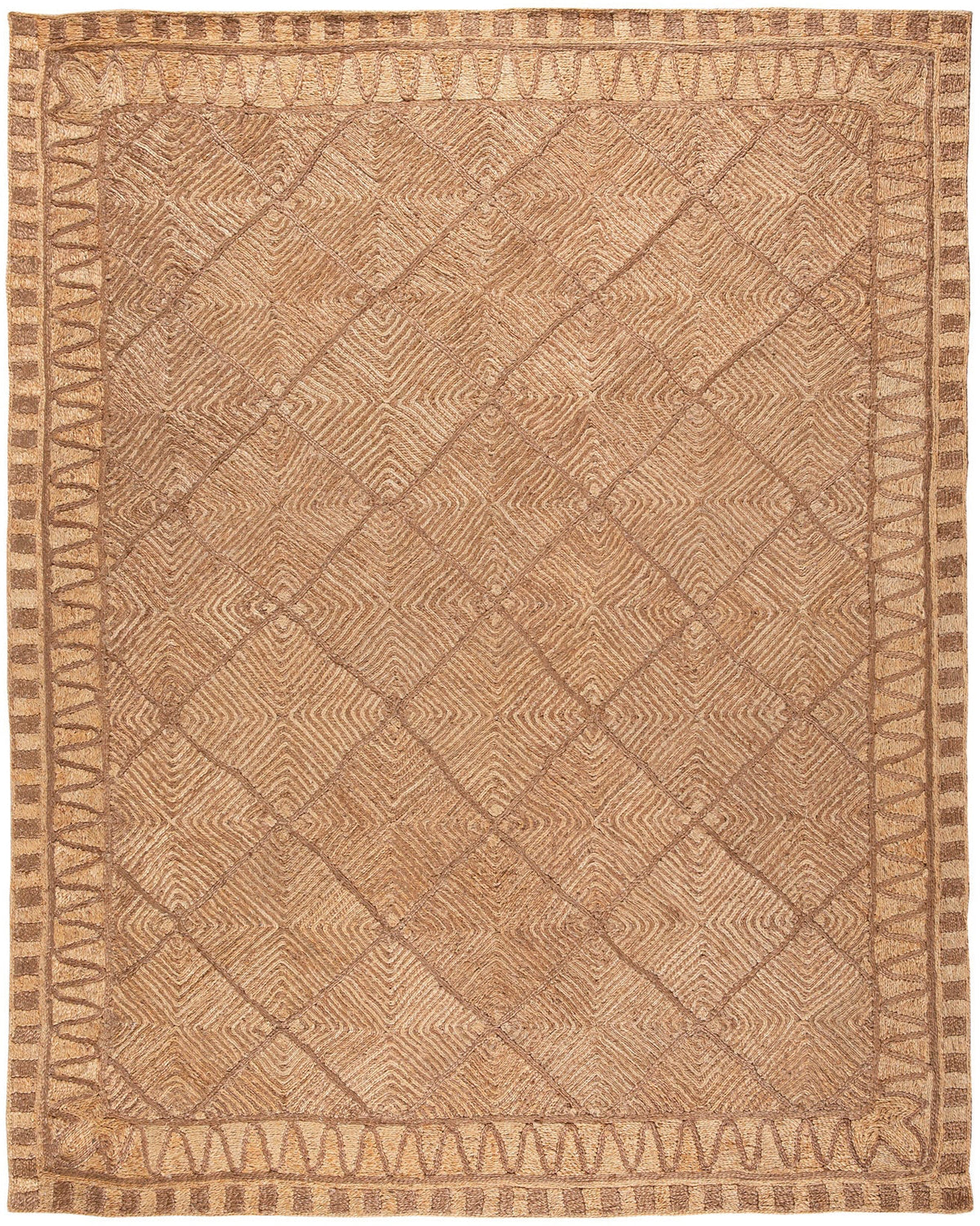 Natural jute Tuareg rug with geometric diamond pattern and border – Naturals Jute Tuareg rug 251 x 313 cm