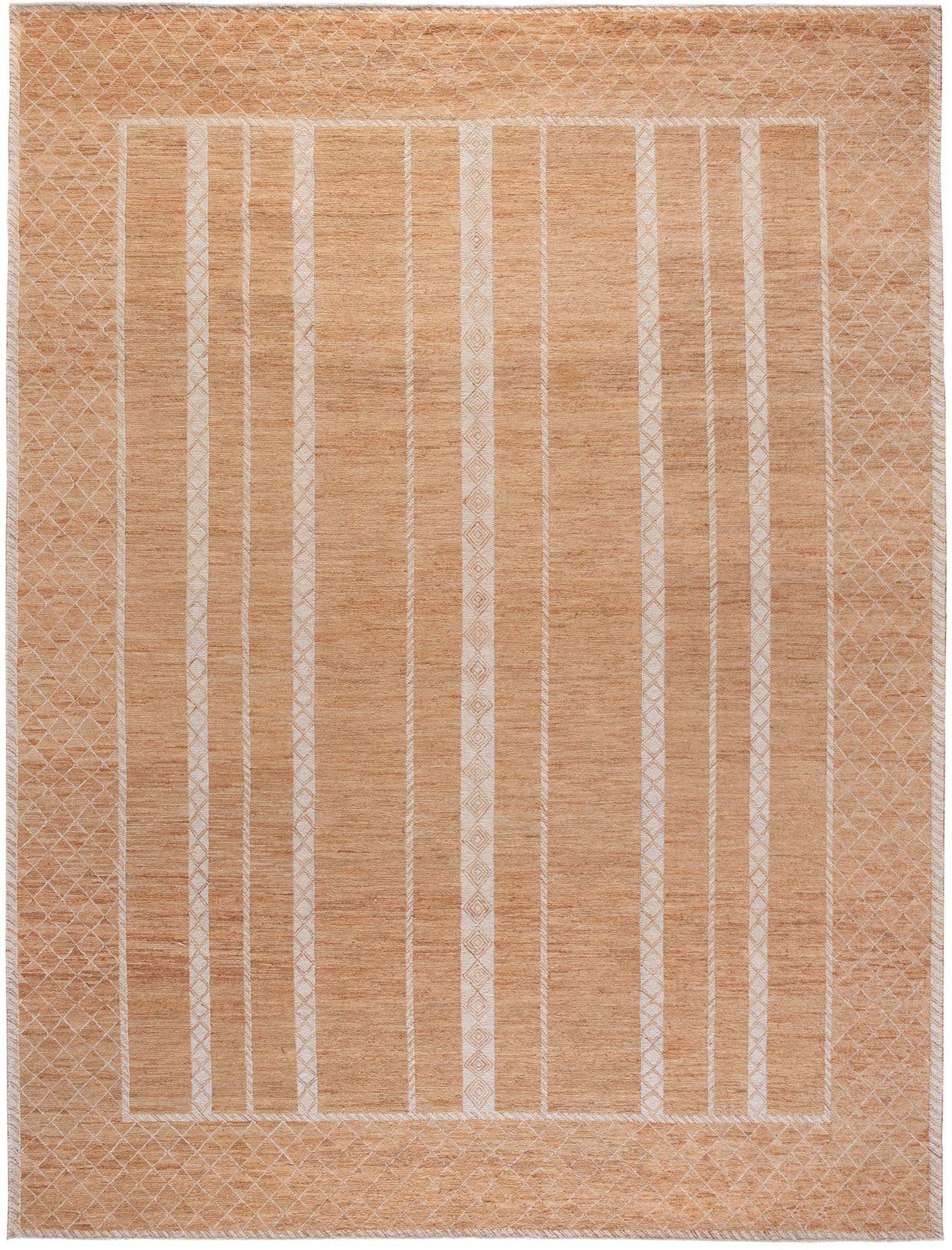 Naturals Sumek rug 275 x 365 cm with geometric border and vertical pattern in natural tones