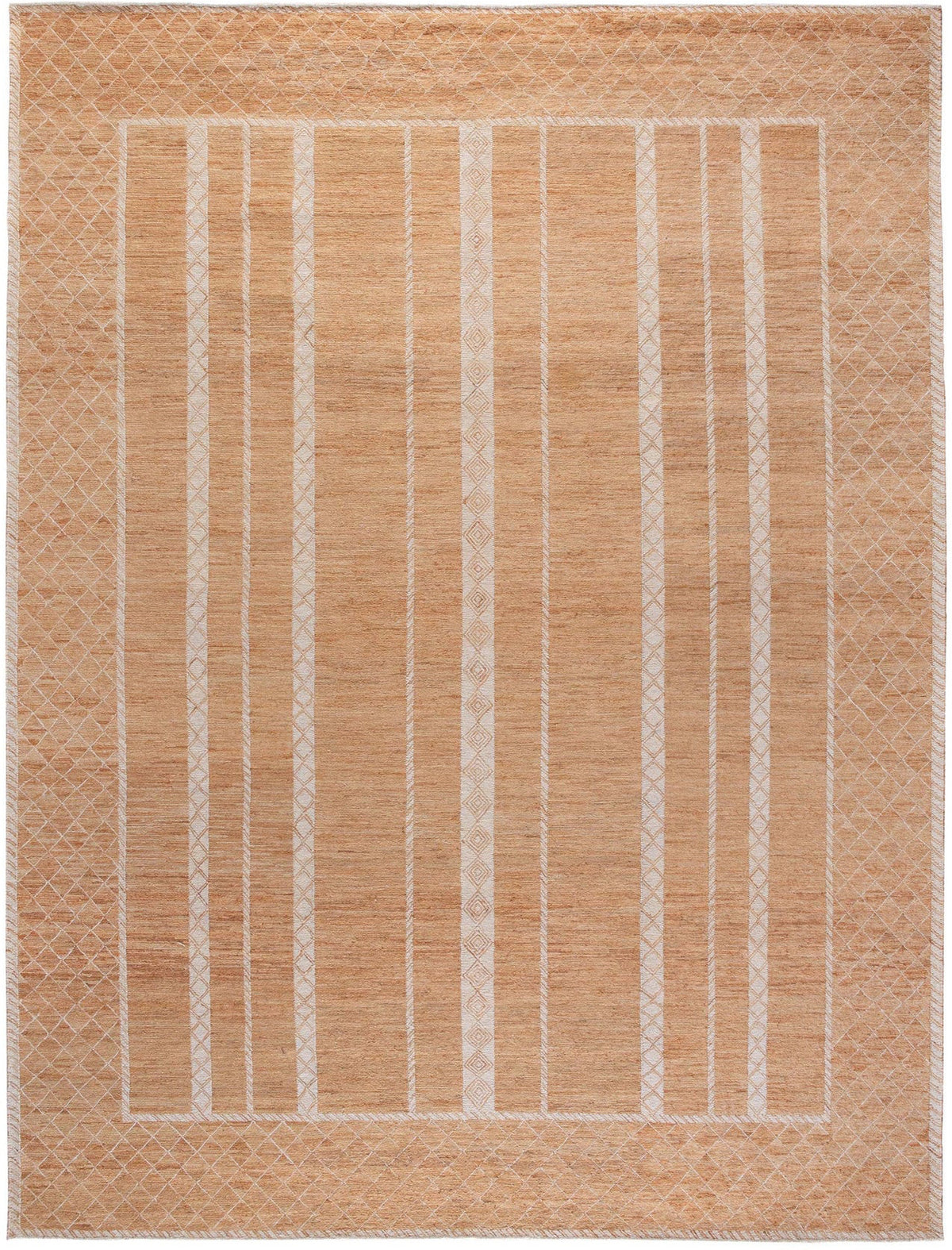 Naturals Sumek rug 275 x 365 cm with geometric border and vertical pattern in natural tones