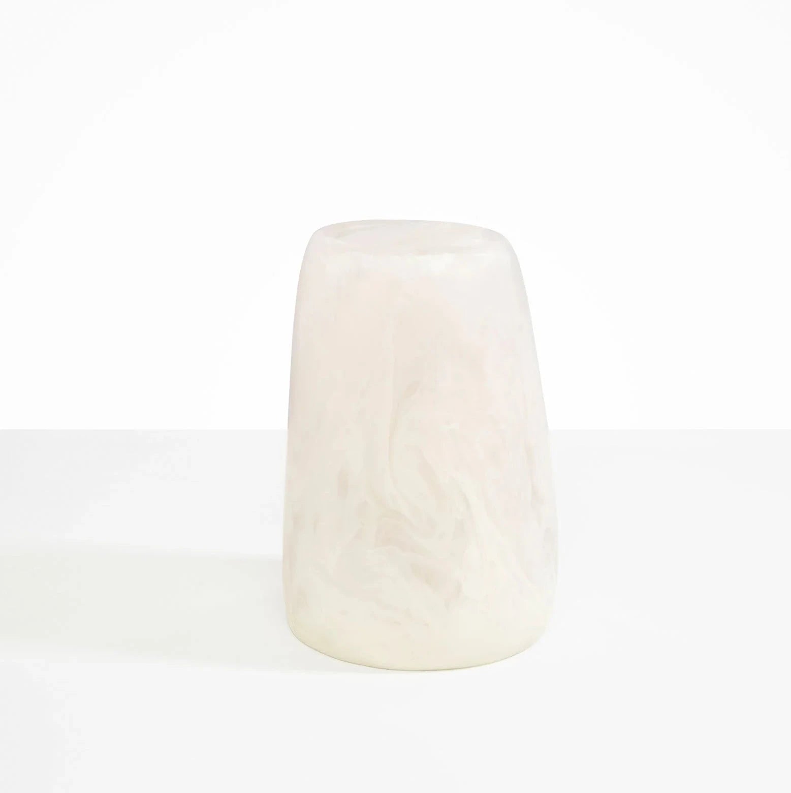 Dinosaur Designs Large Pebble Vase in Swirl Chalk resin with marbled pebble shape.