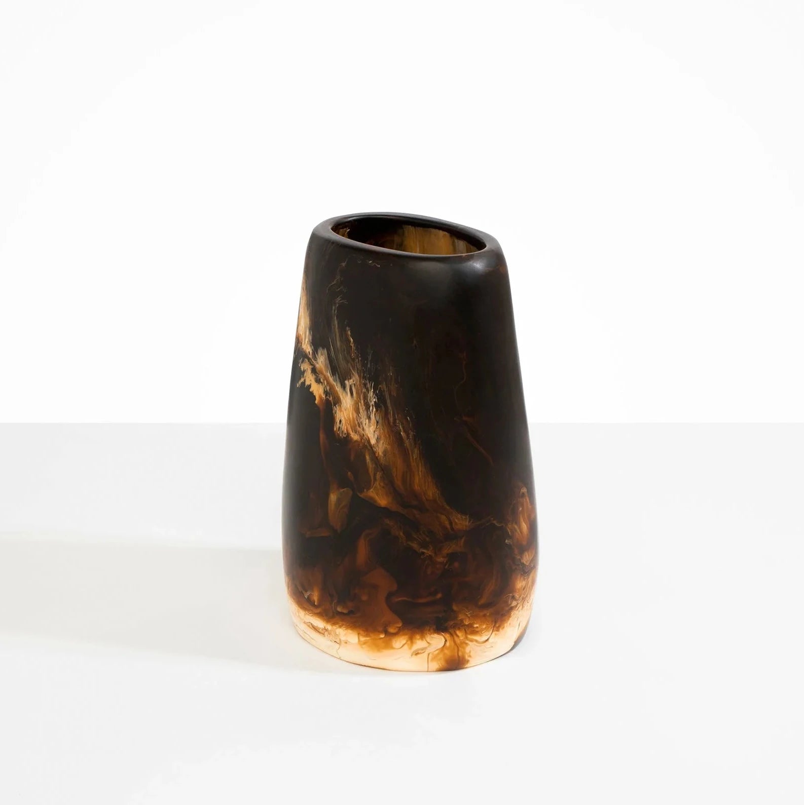 Dinosaur Designs Large Pebble Vase in Dark Horn resin with organic sculptural form.