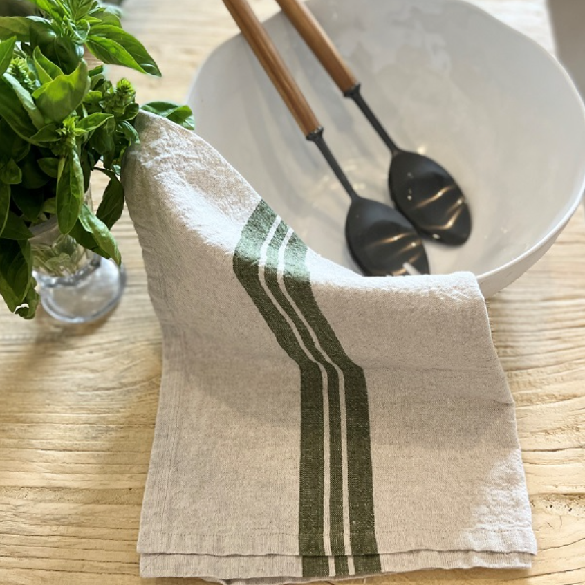 Teatowel set/2 Olive stripe