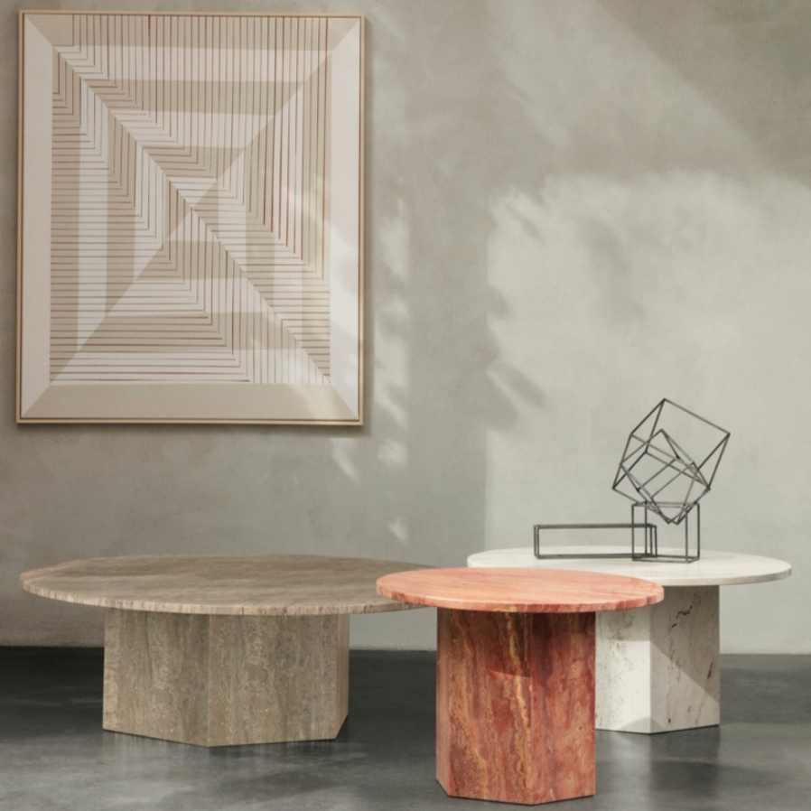 Epic Coffee Table Travertine Round 600mm Dia - GUBI