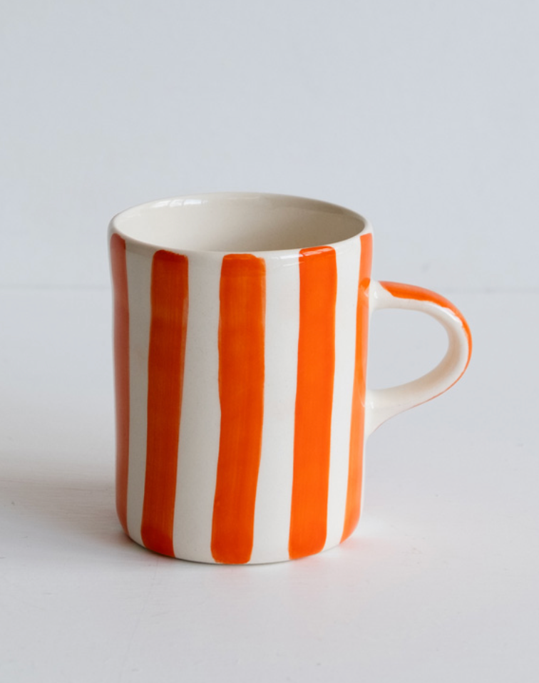 Demi Mug Candy Stripe, Tangerine