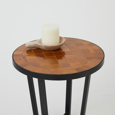 Fez Zellige Tiled Round Side Table
