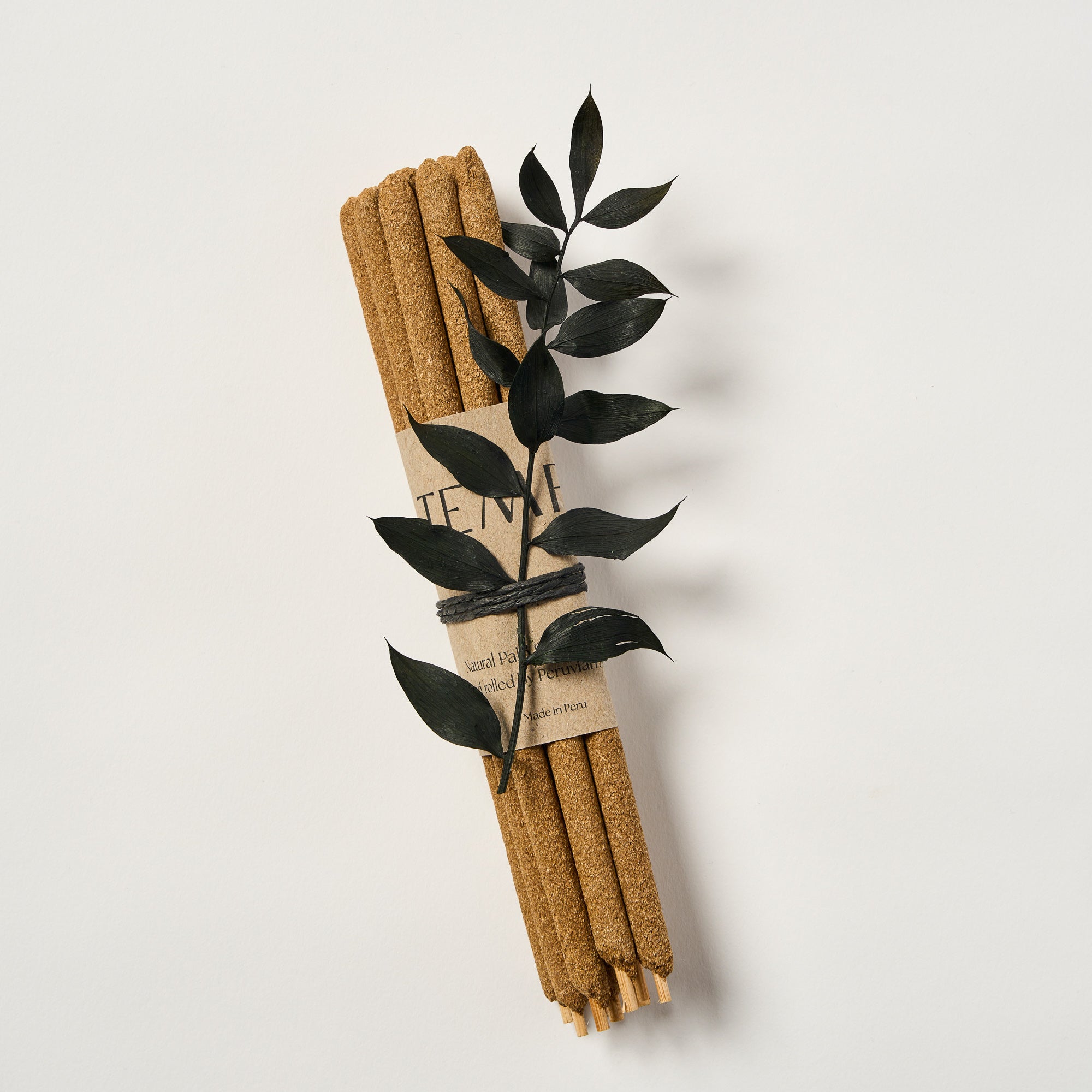 Bundle of natural Palo Santo incense sticks hand-rolled in Peru, 9 per pack.