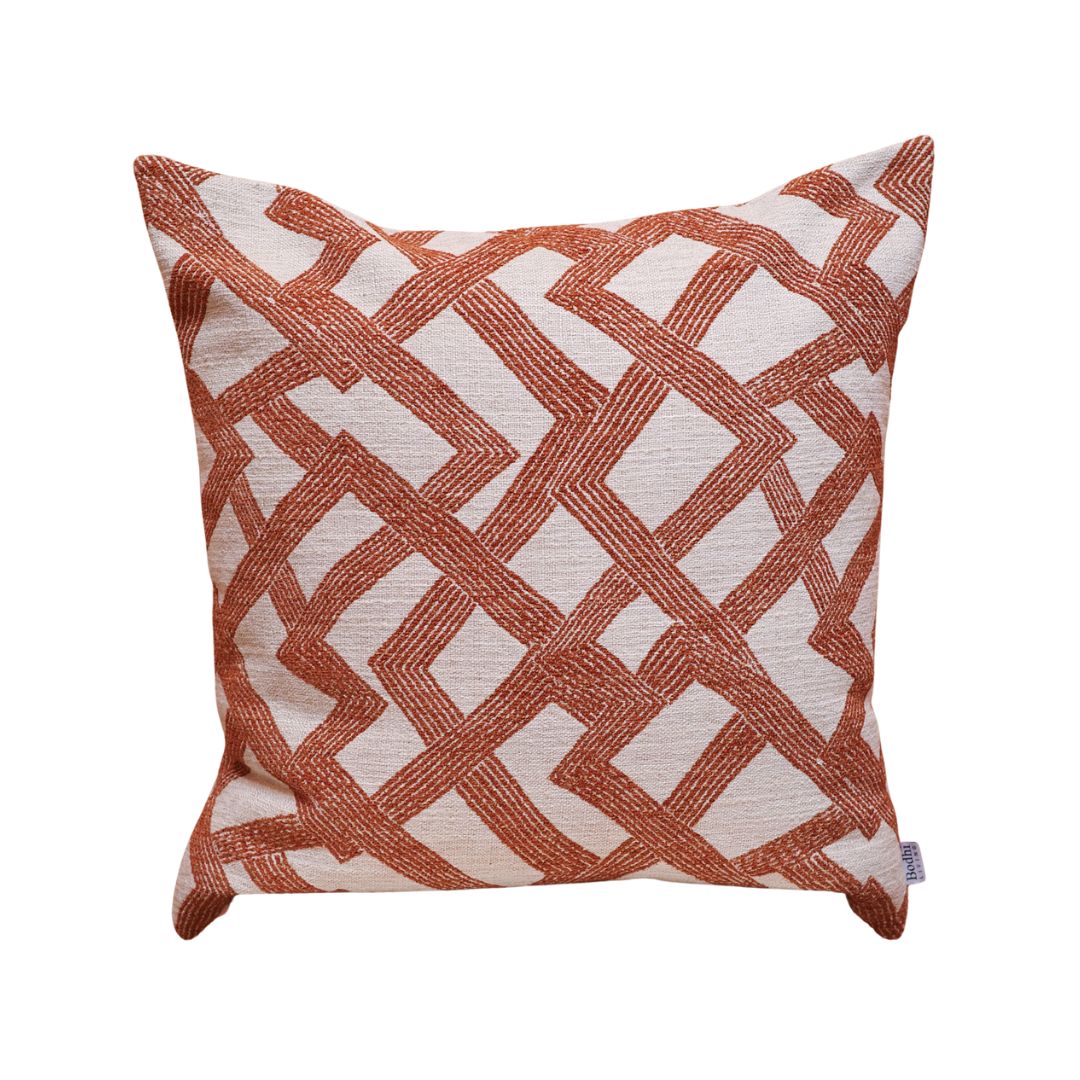 Jagged Rust Cushion 55×55 cm in warm earthy tones – Bodhi Living