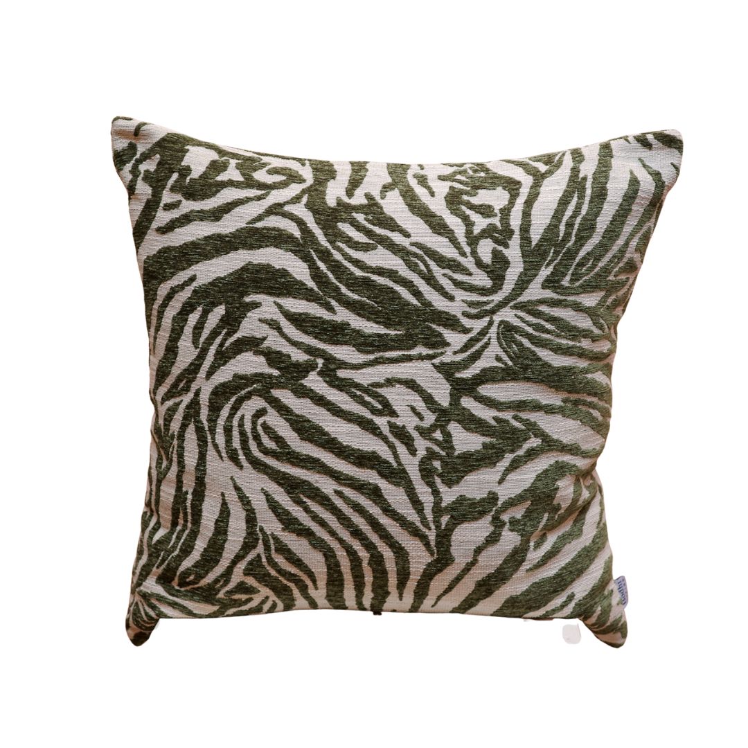 Zebra Fern Cushion 55×55 cm in fern green and ivory – Bodhi Living