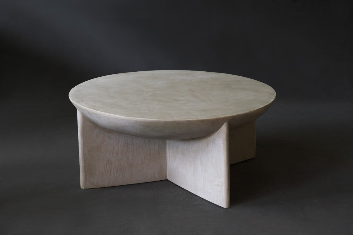 Axel Round Coffee Table in micro cement in Oyster finish
