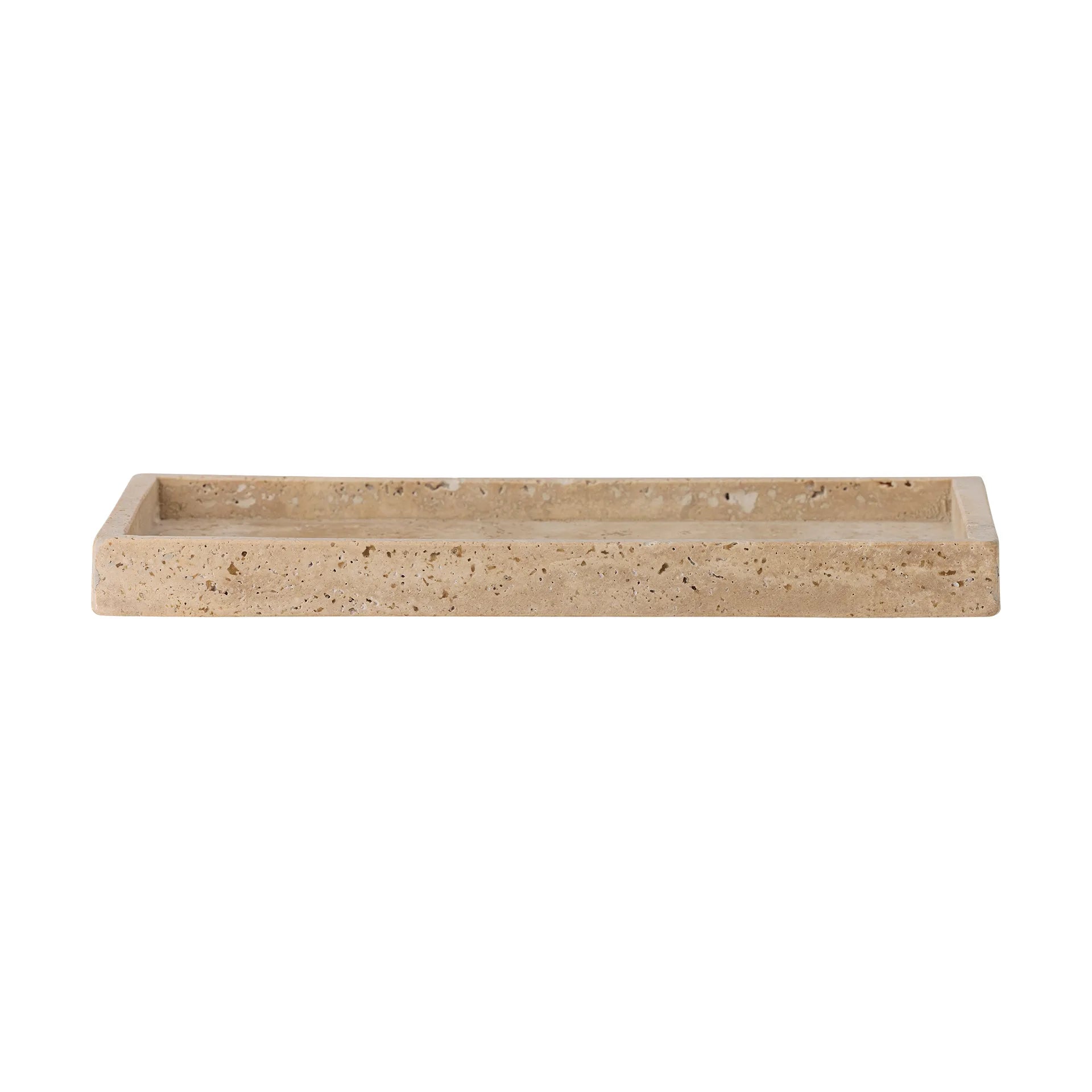 Majsa Rectangular Tray, Travertine, front view
