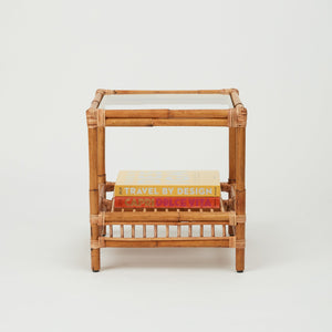 Capri Rattan Side Table - glass top