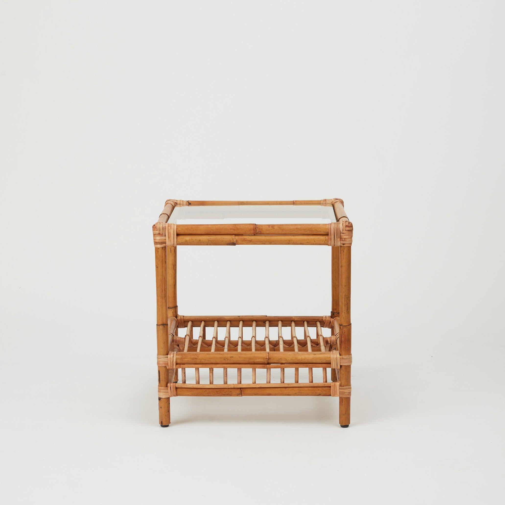 Capri rattan side table with glass top