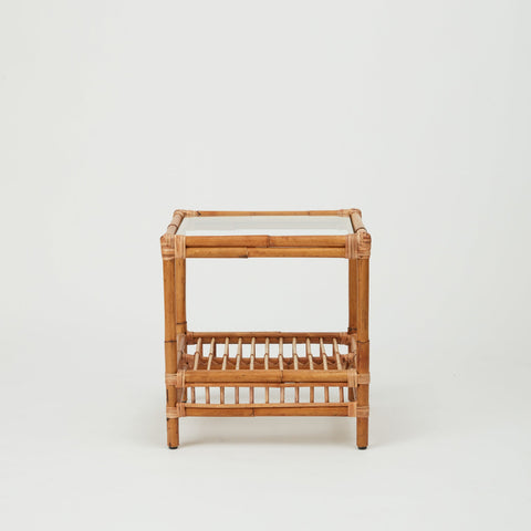 Capri rattan side table with glass top