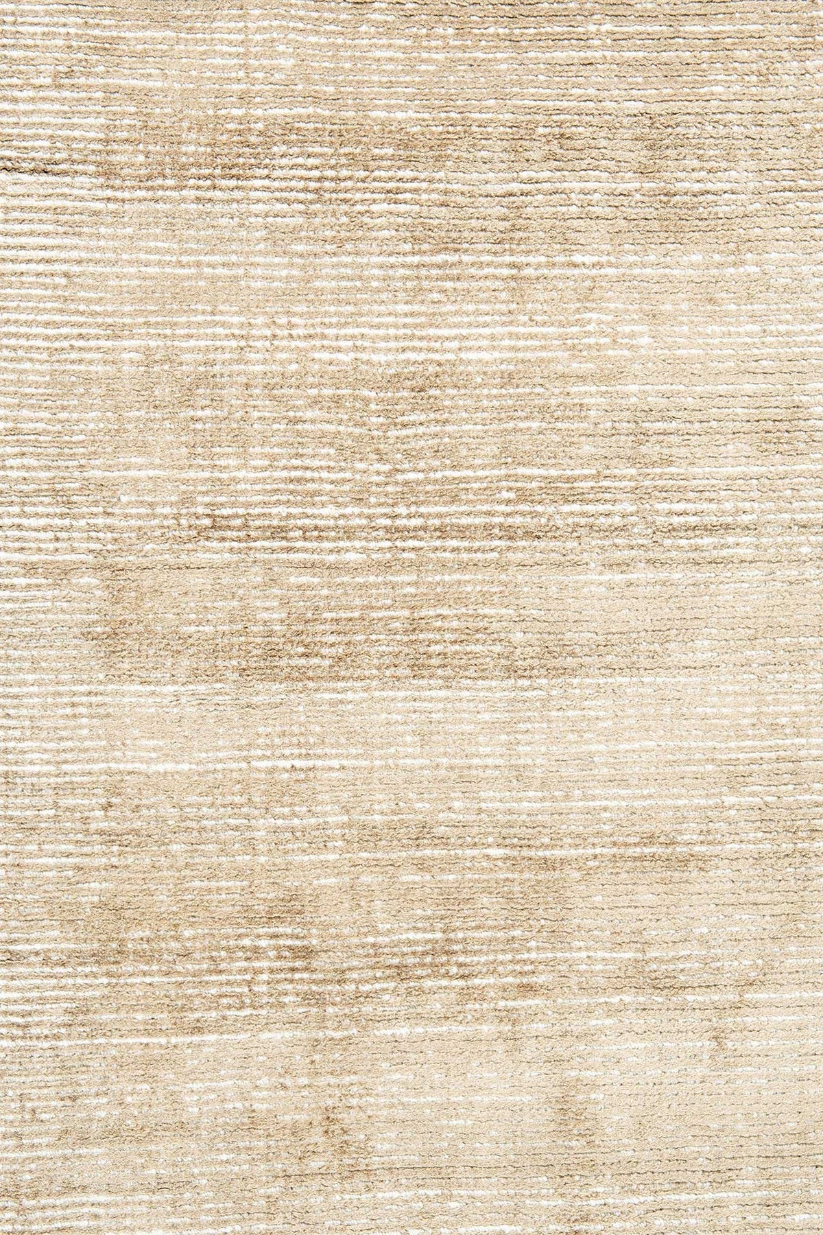 Khaki Elements Rug – handwoven wool and bamboo silk rug with textured cut-and-loop, hand-sheared and gently distressed finish.
