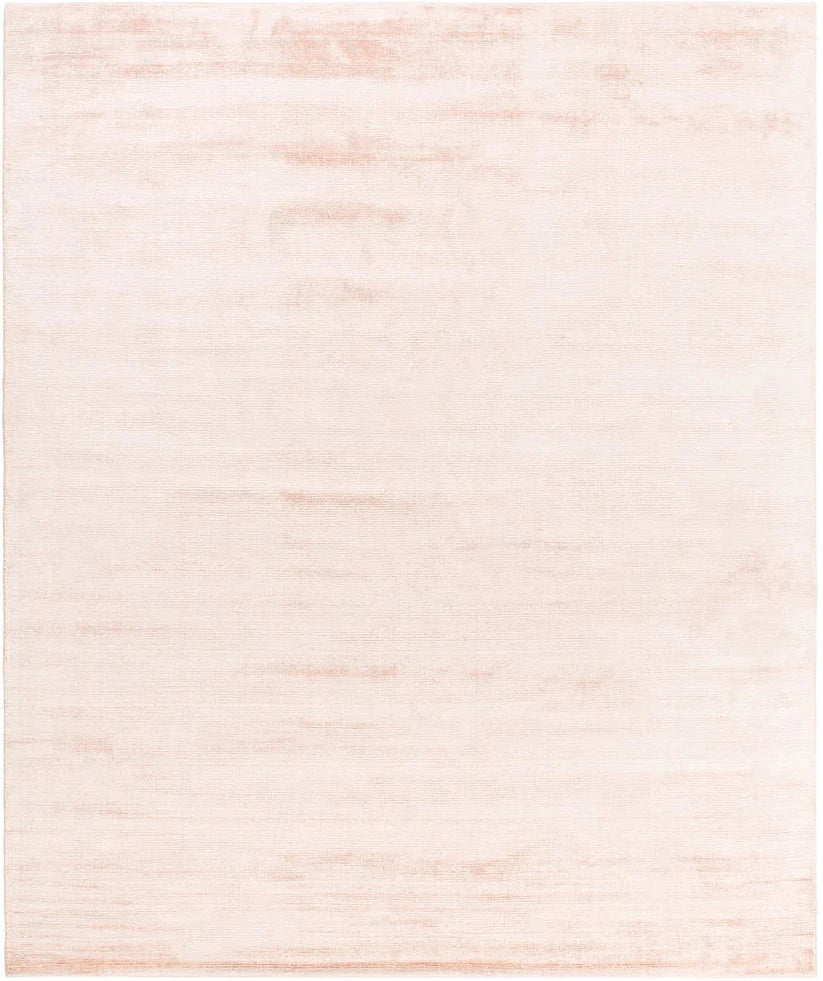 Pale Pink Elements Rug – handwoven wool and bamboo silk rug with textured cut-and-loop, hand-sheared and gently distressed finish.