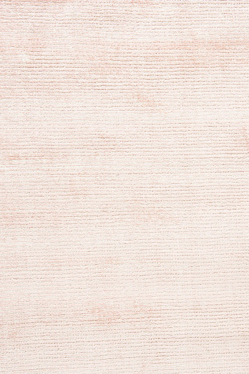Pale Pink Elements Rug – handwoven wool and bamboo silk rug with textured cut-and-loop, hand-sheared and gently distressed finish.