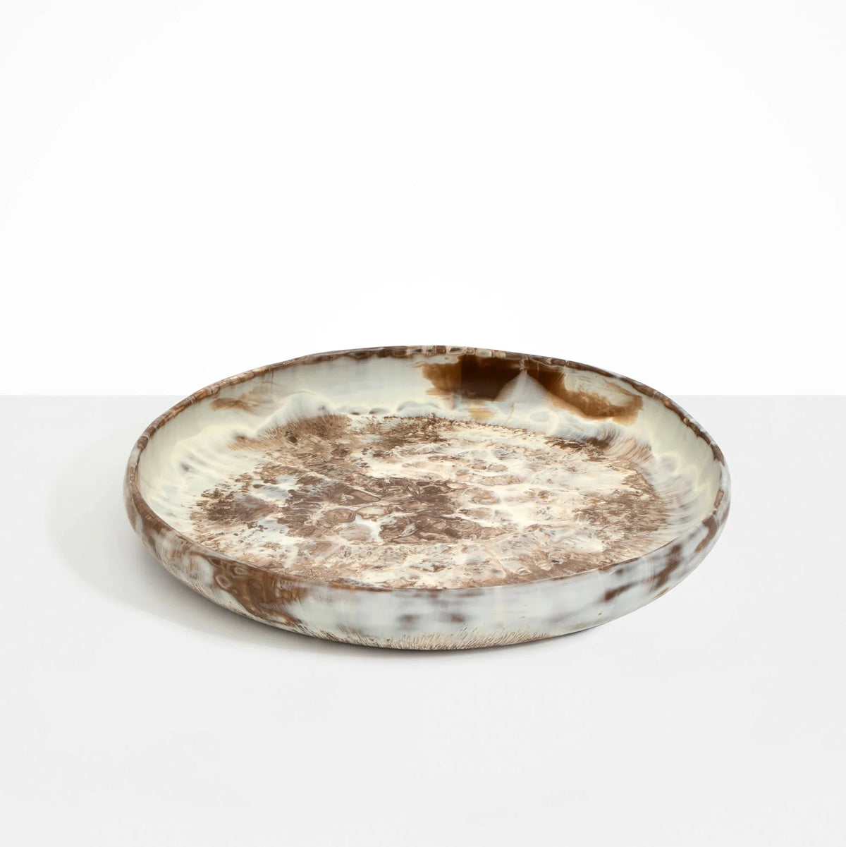 Grand Earth Bowl by Dinosaur Designs in Cappuccino resin with organic swirl pattern