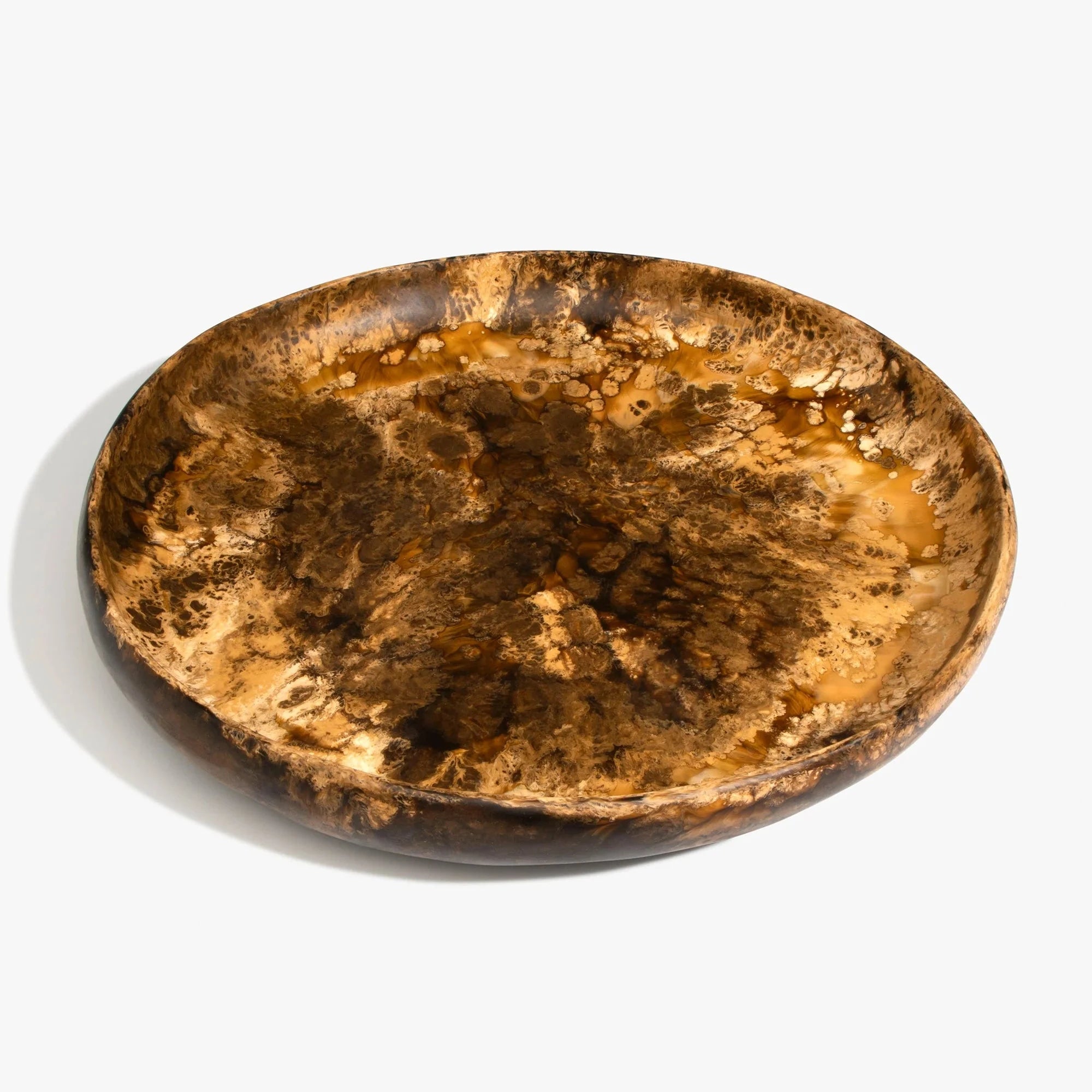 Grand Earth Bowl by Dinosaur Designs in Dark Horn resin with organic swirl pattern