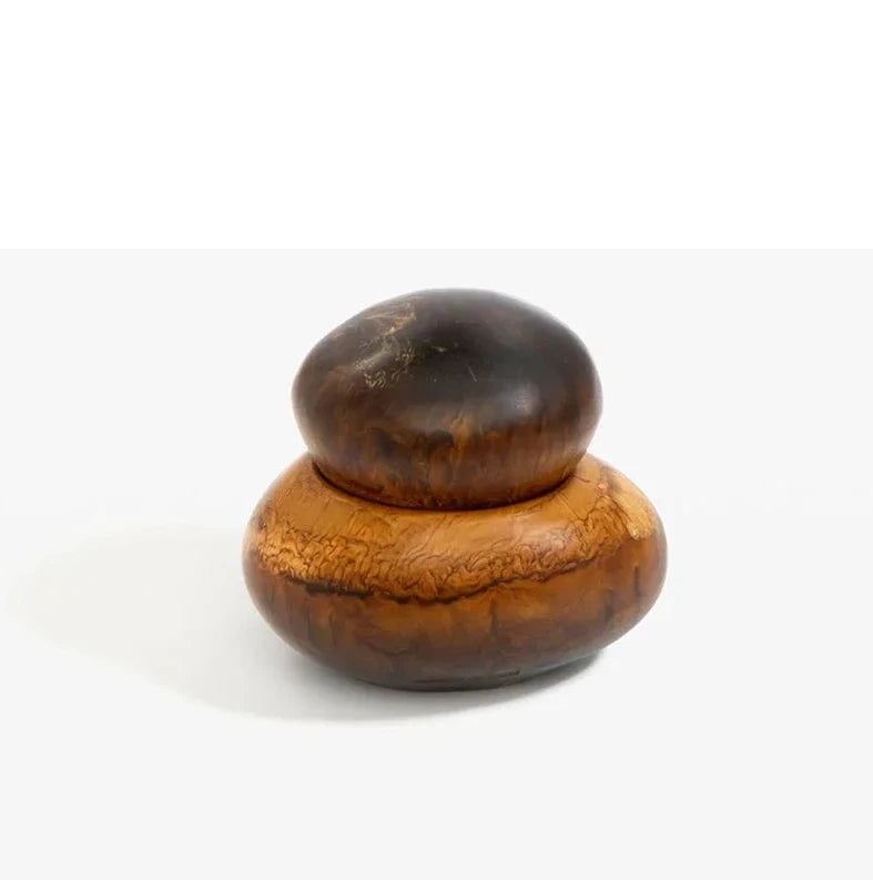 Dinosaur Designs Medium Pebble Jar in Dark Horn resin with stacked pebble shape.