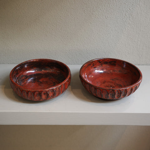 Brown 'Copper Float' Fluted Bowl - Handmade Ceramic