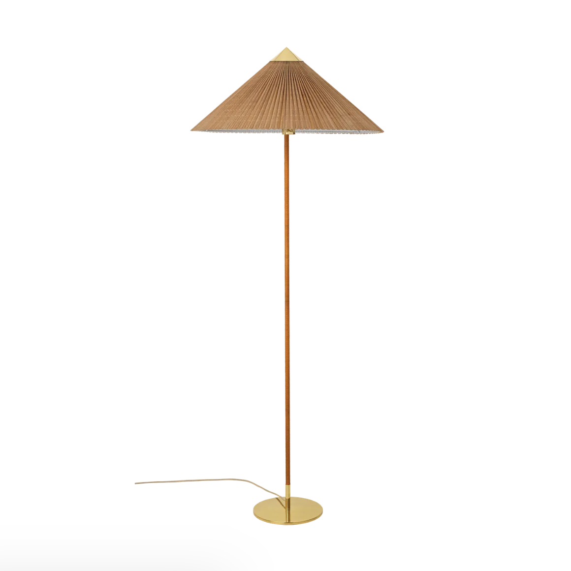GUBI 9602 Floor Lamp - Brass Base & Bamboo Shade