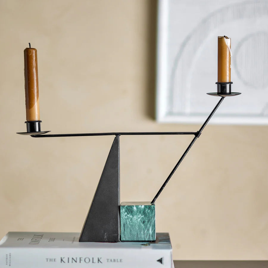 Jayda iron Candle Holder, in Green by Bloomingville