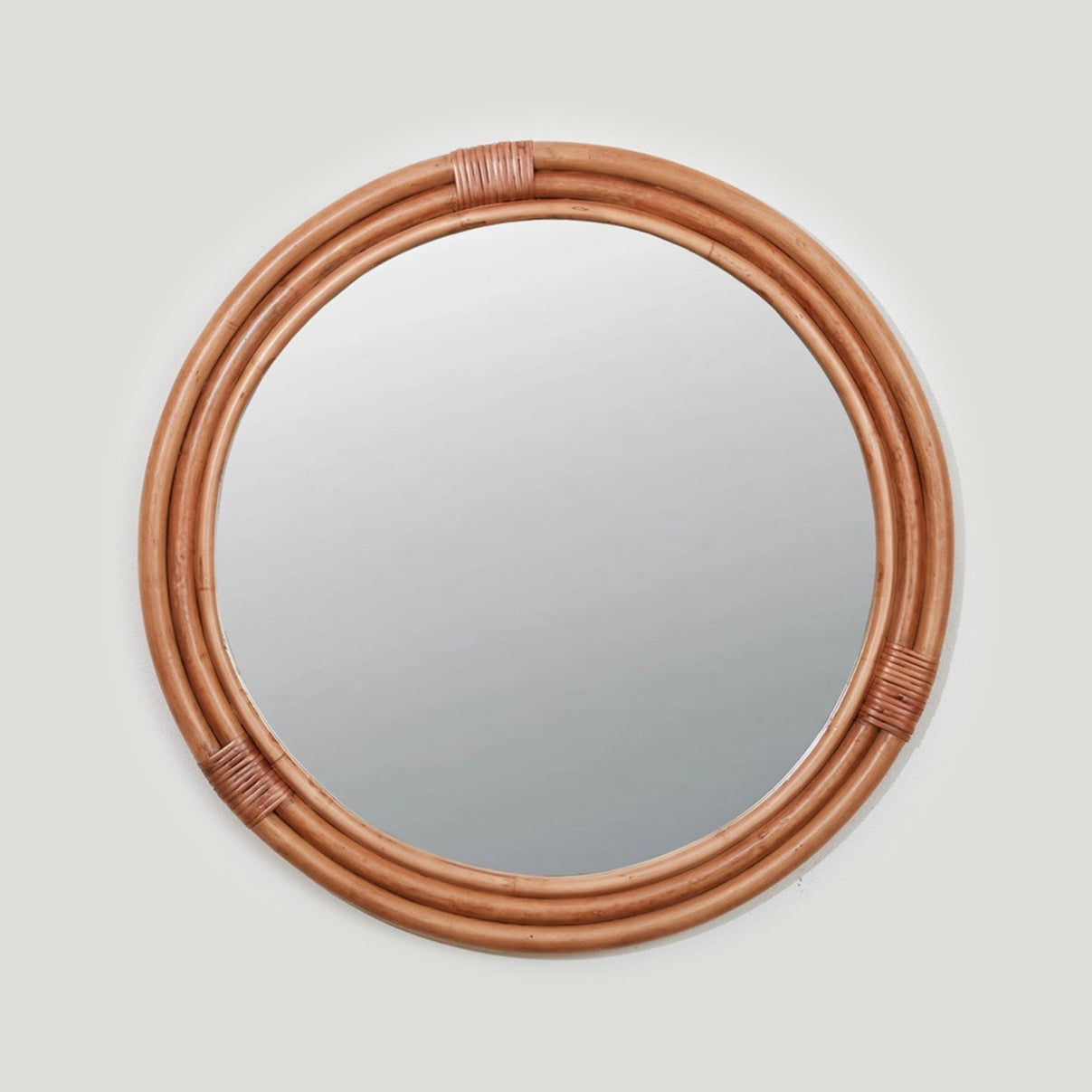 Lani round wall mirror with rattan frame
