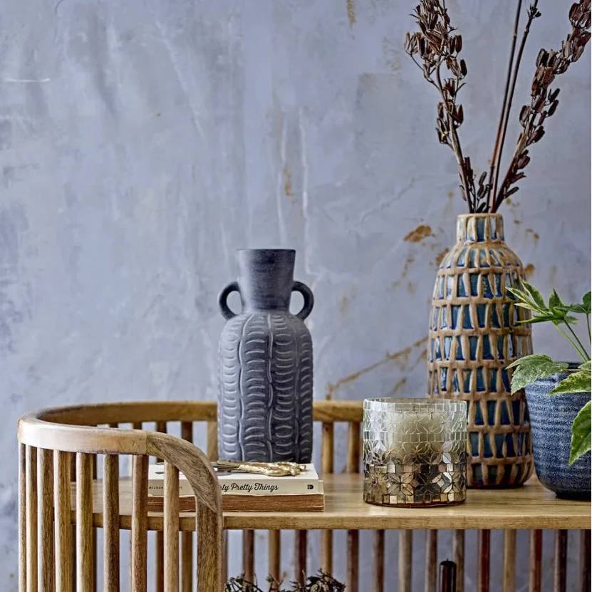 Mayann Deco Vase Blue and Beige