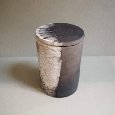 Naked Raku Cannister with lid - Handmade Ceramic