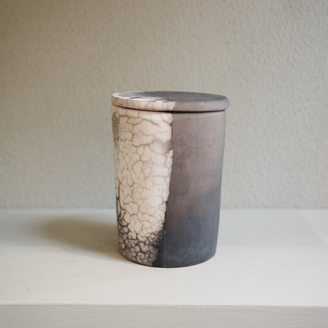 Naked Raku Cannister with lid - Handmade Ceramic