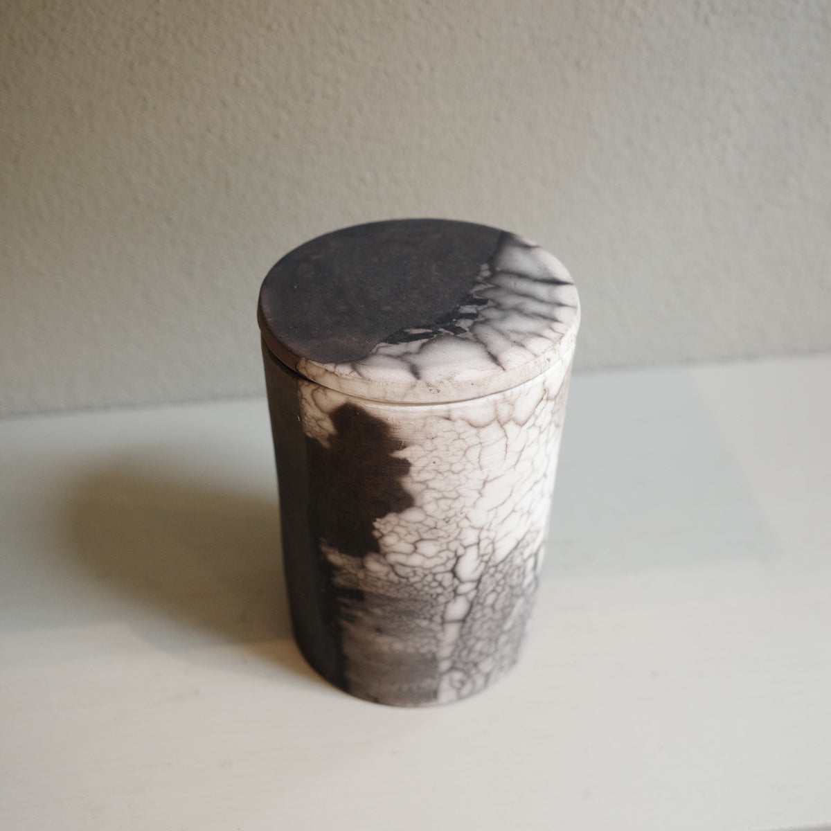 Naked Raku Cannister with lid - Handmade Ceramic