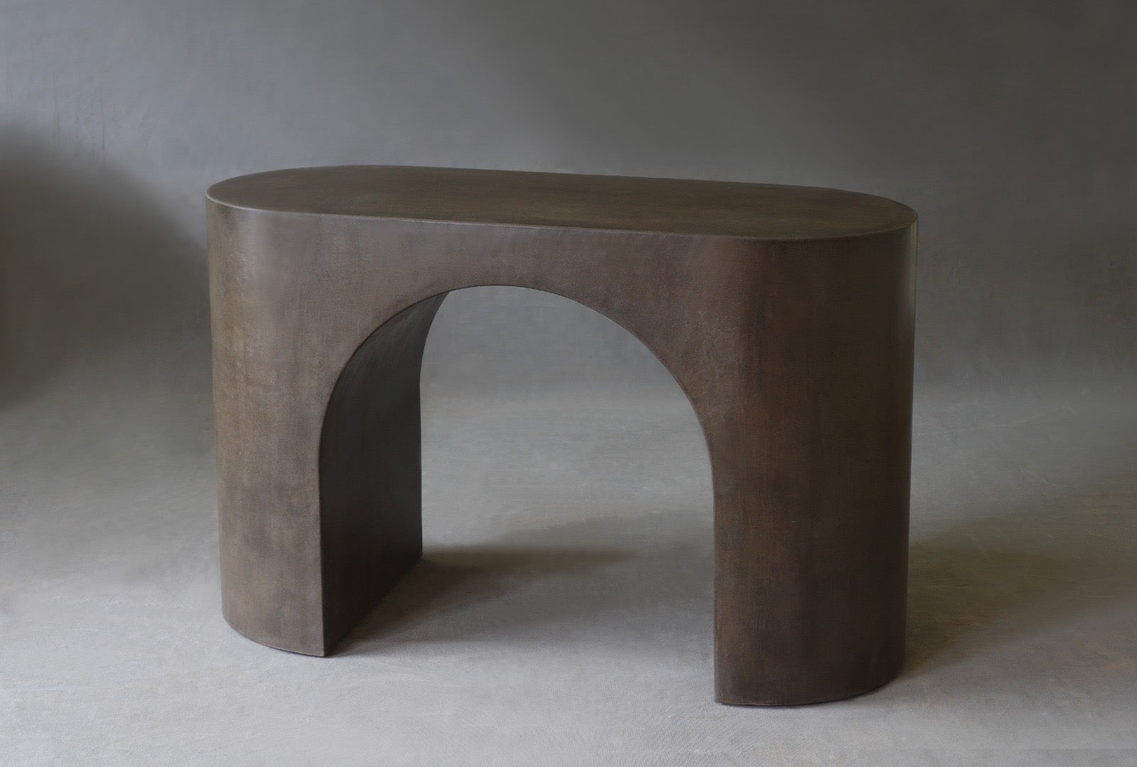 Nova Console Table in Pebble micro cement finish, 1200 mm length, highlighting its sleek design and smooth texture