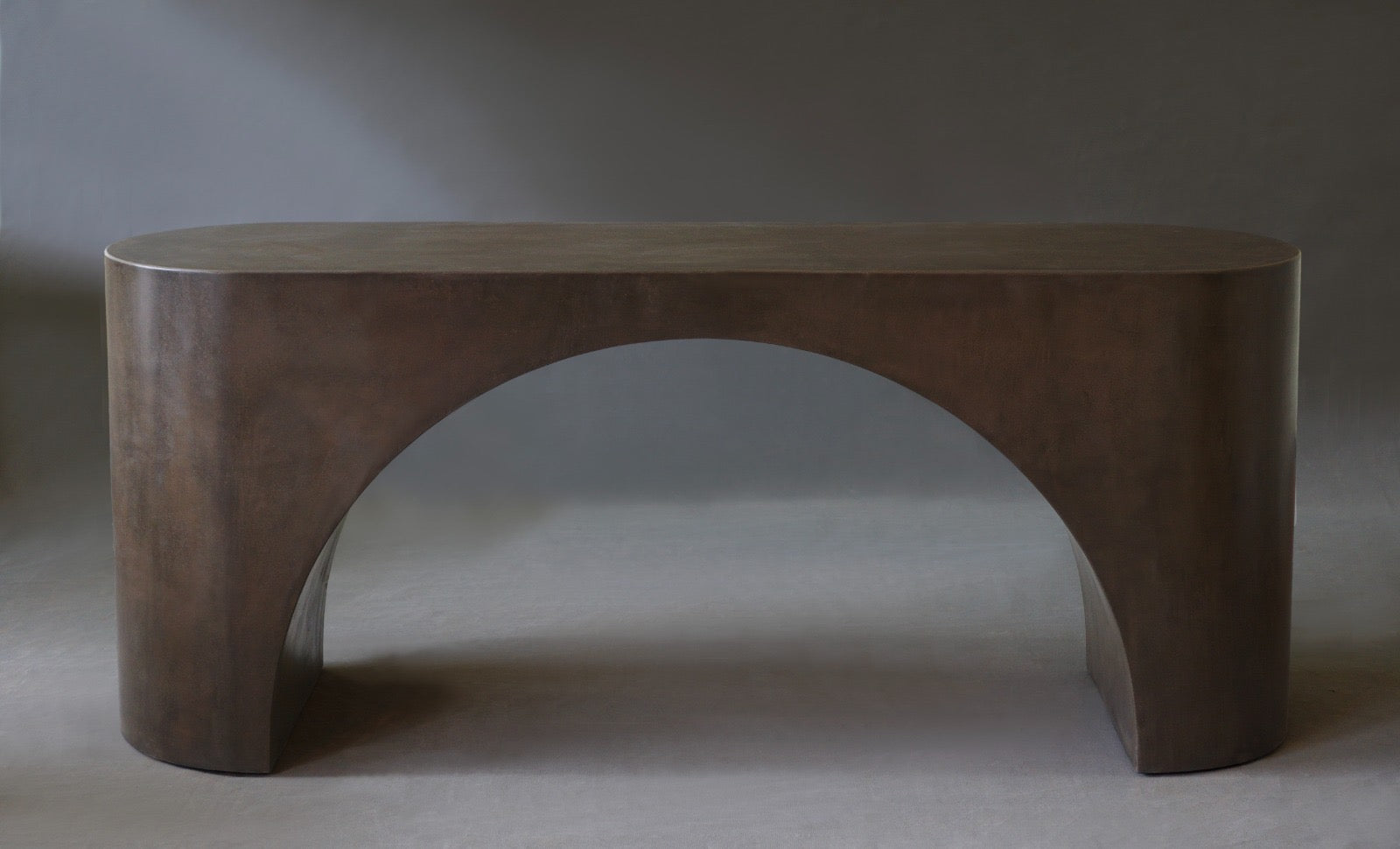 Nova Console Table in Pebble micro cement finish, 1800 mm length, highlighting its sleek design and smooth texture
