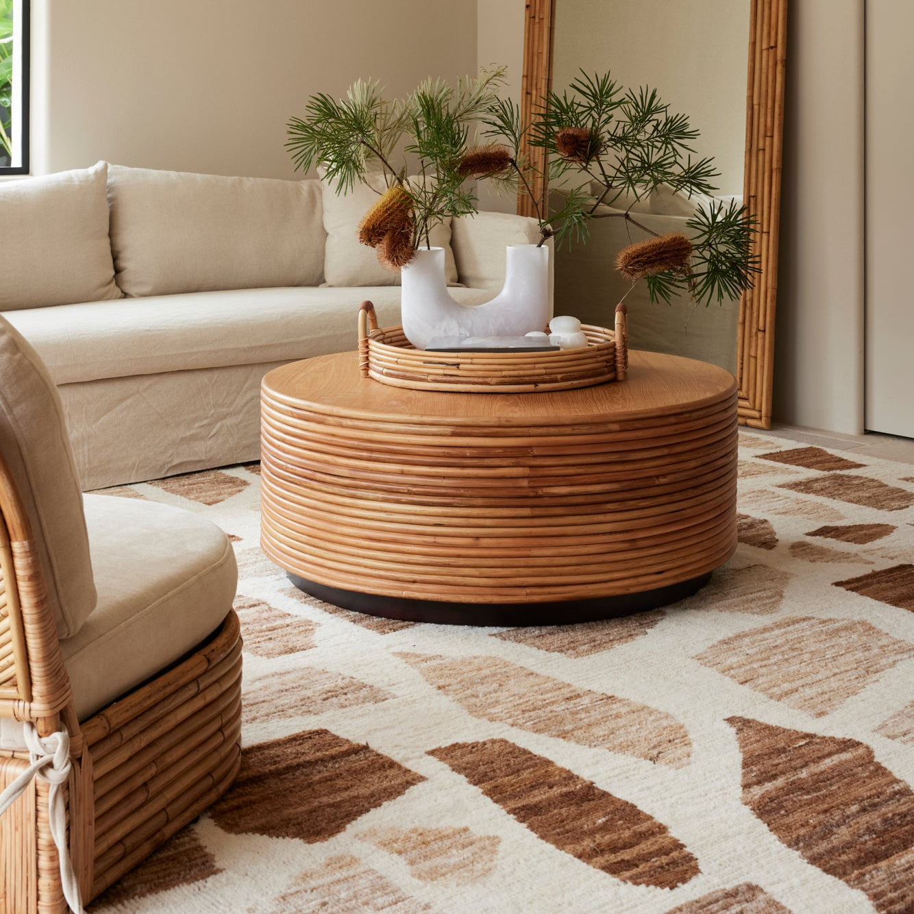 Palma Coffee Table styled in a modern coastal living room setting